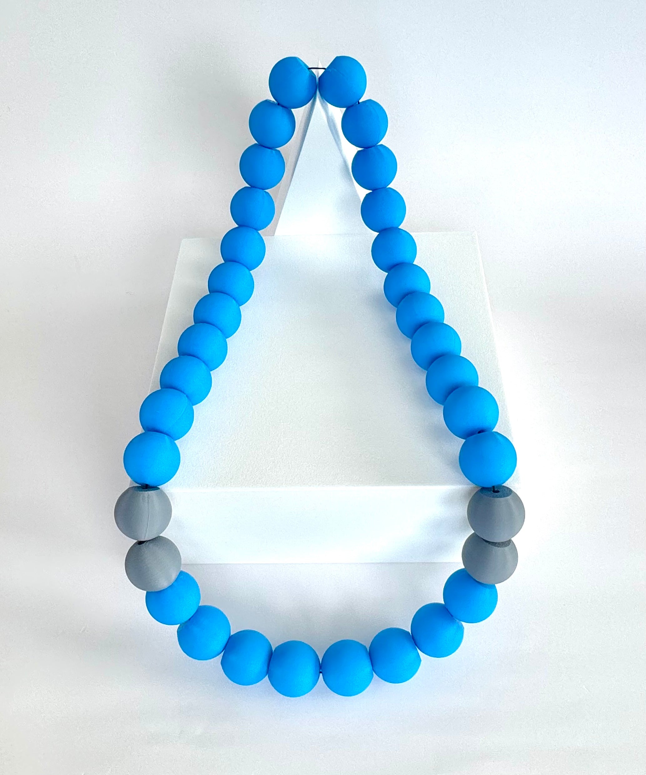 312 Blue + Grey Stripes Bubble Chain
