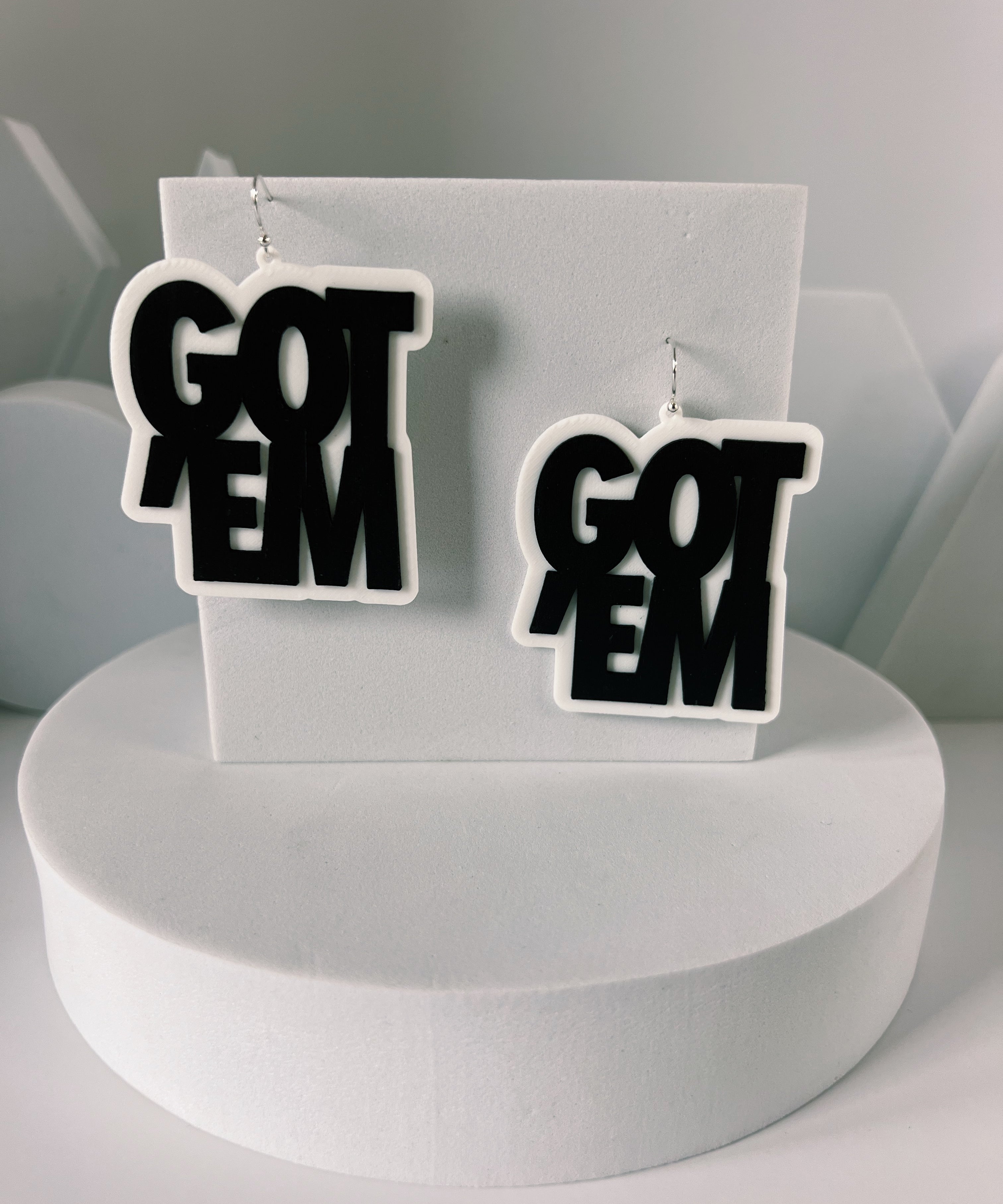 Got'Em Earring - Black on White - Gutzy Designs