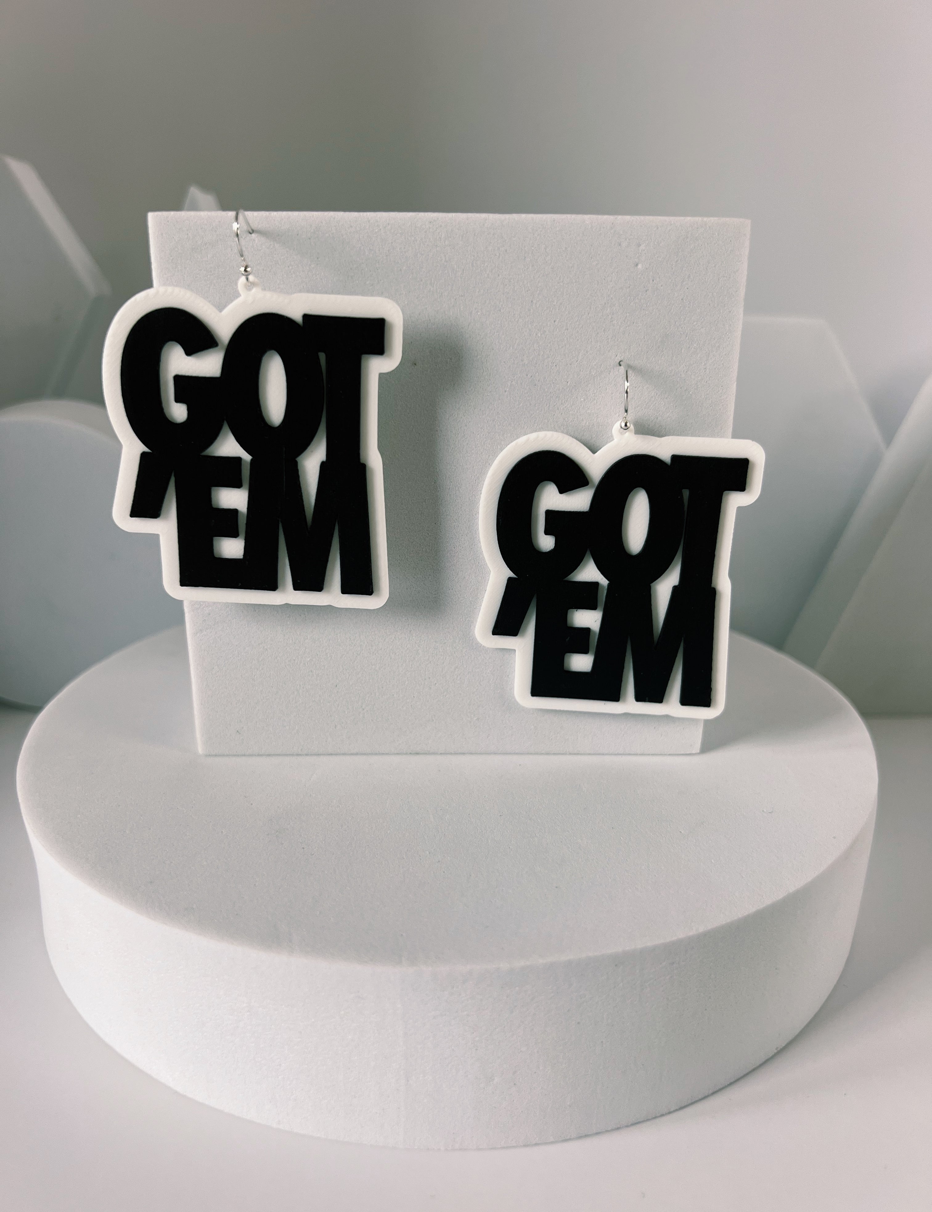 Got'Em Earring - Black on White - Gutzy Designs