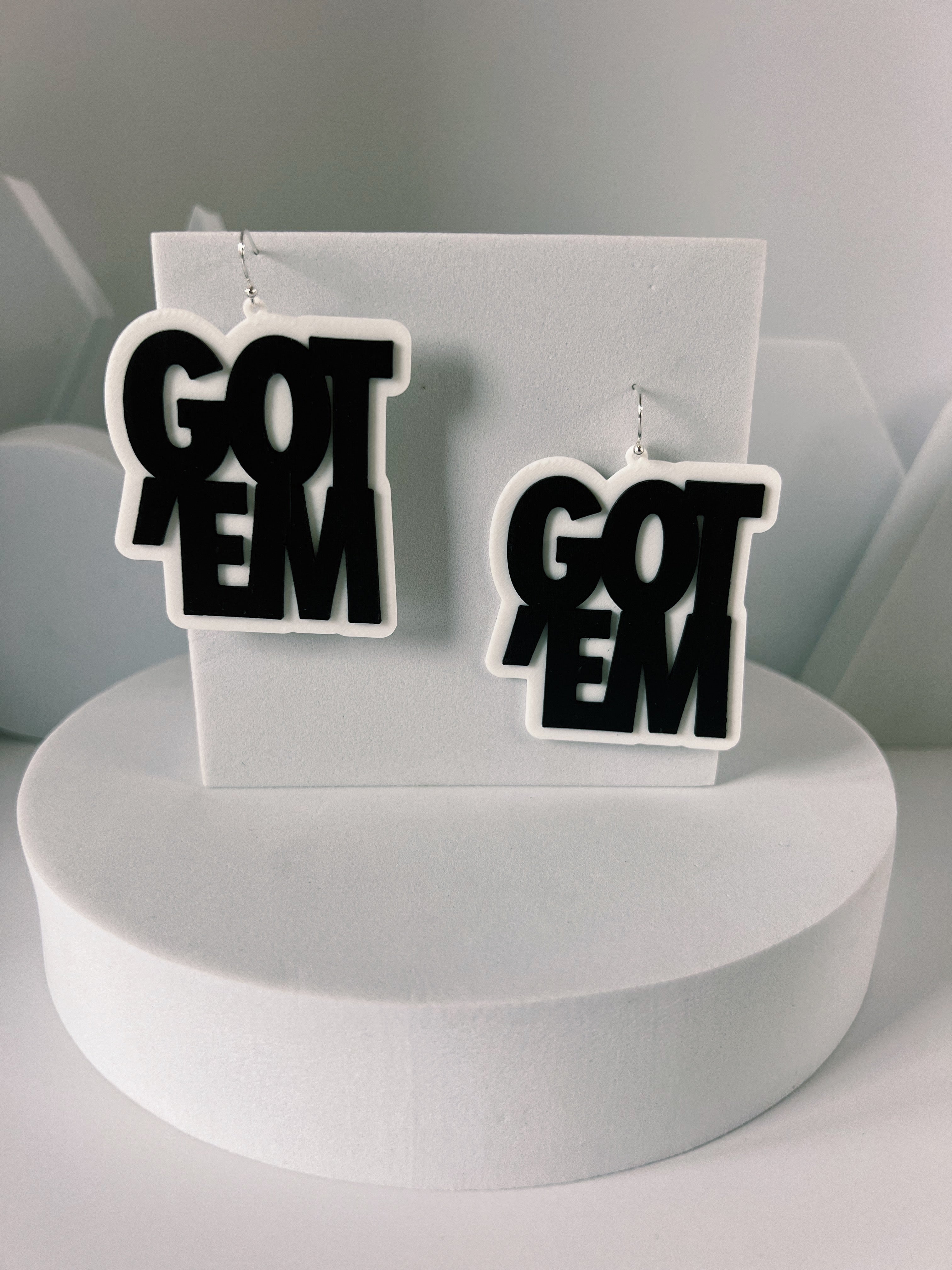 Got'Em Earring - Black on White - Gutzy Designs