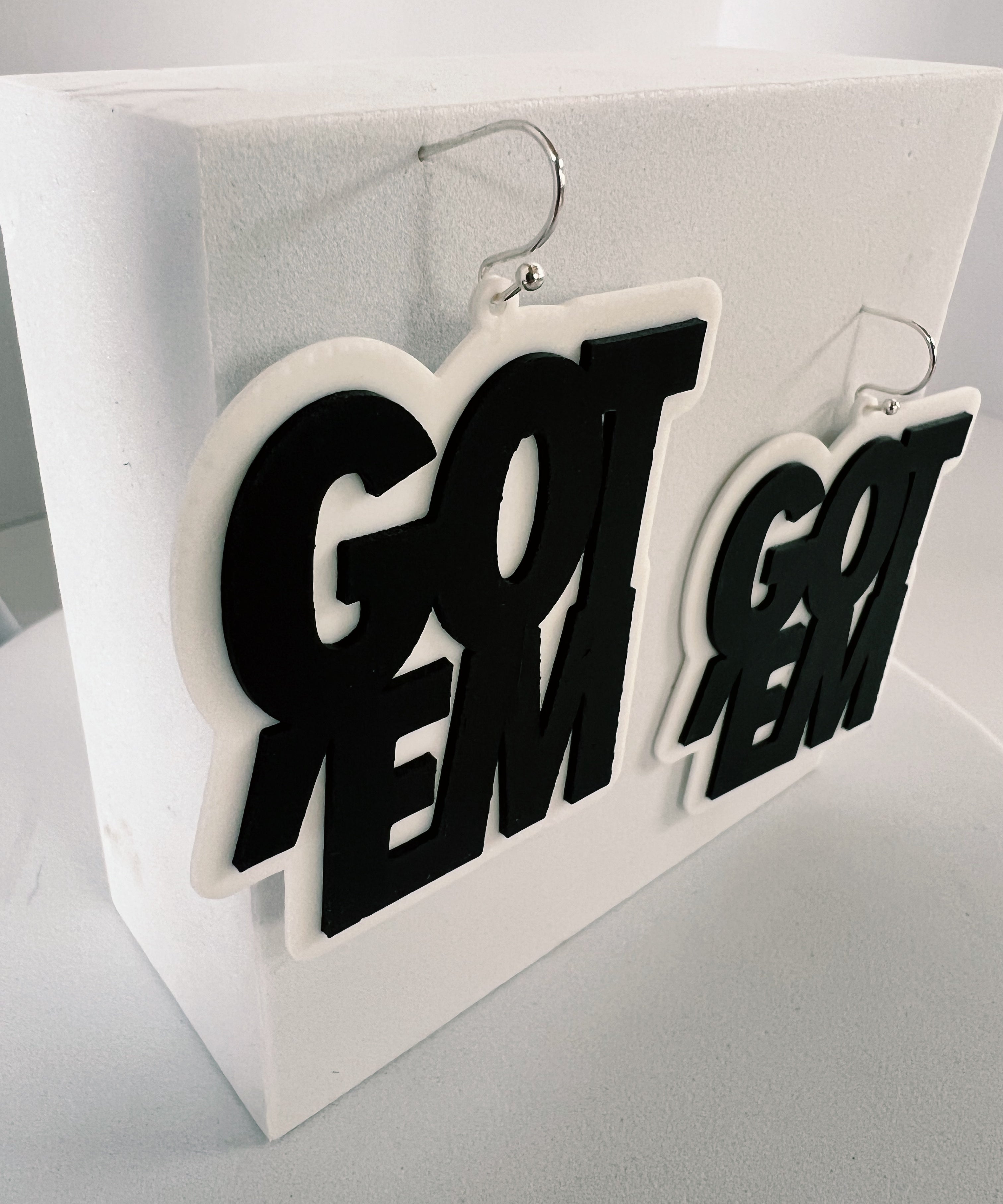 Got'Em Earrings - Black on White - Gutzy Designs