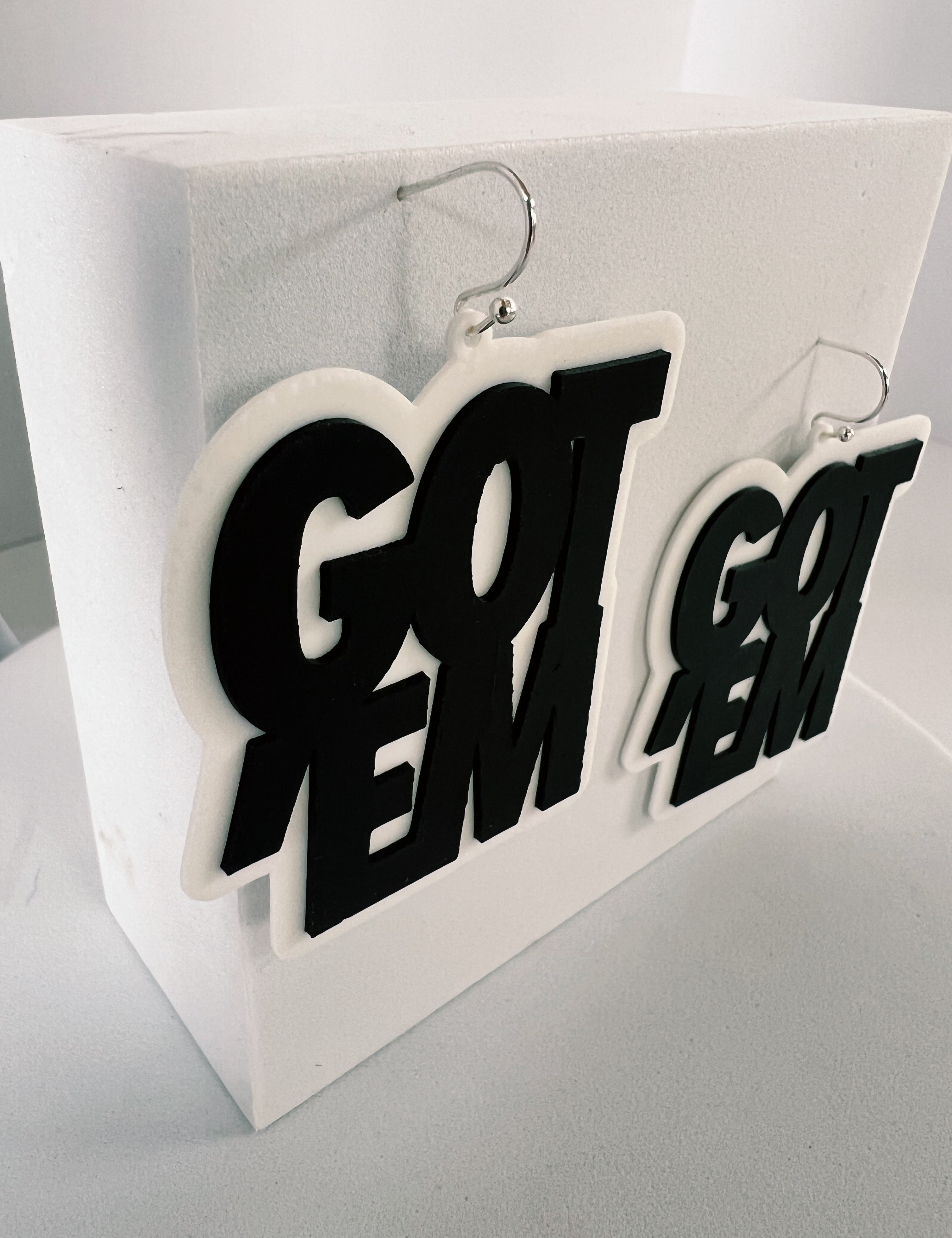 Got'Em Earrings - Black on White - Gutzy Designs