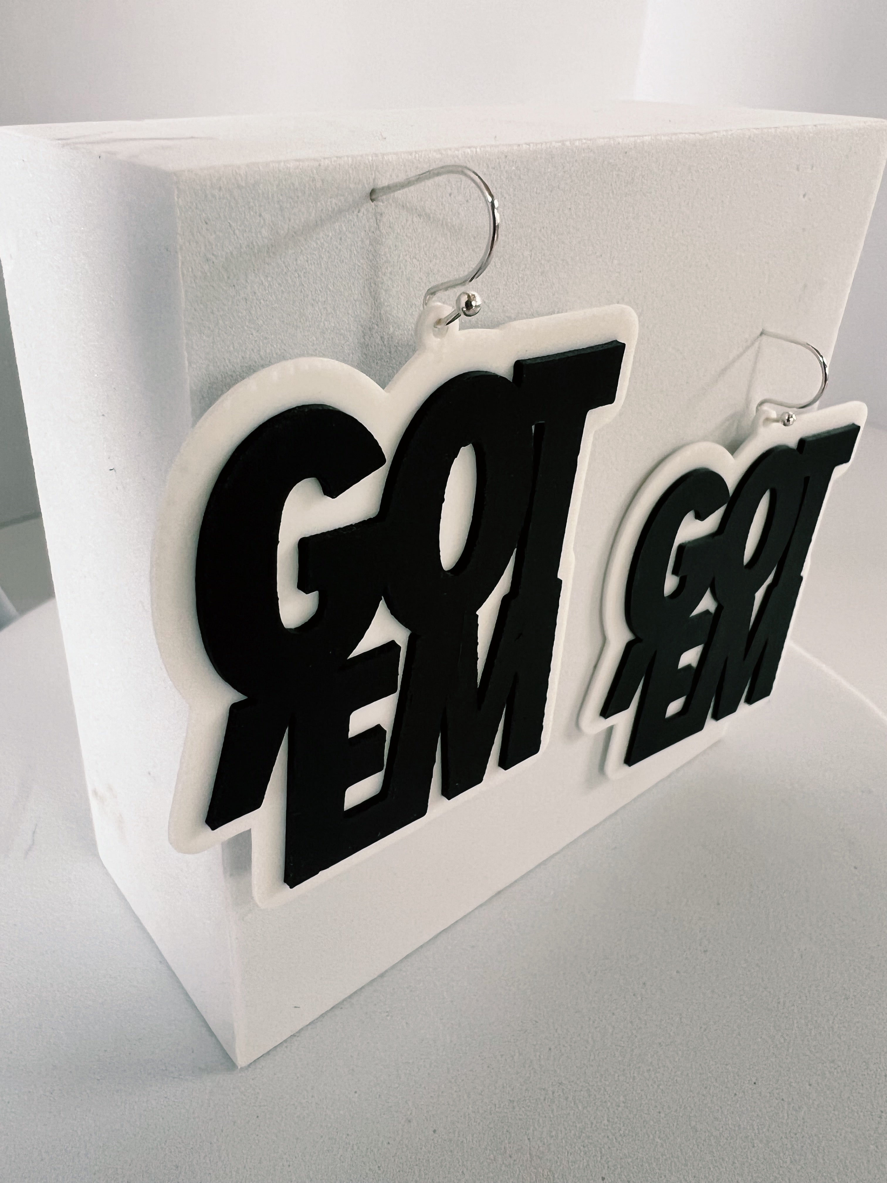 Got'Em Earrings - Black on White - Gutzy Designs