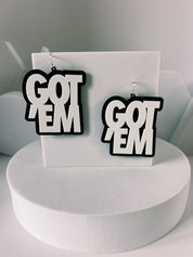 Got'Em Earrings - White on Black - Gutzy Designs