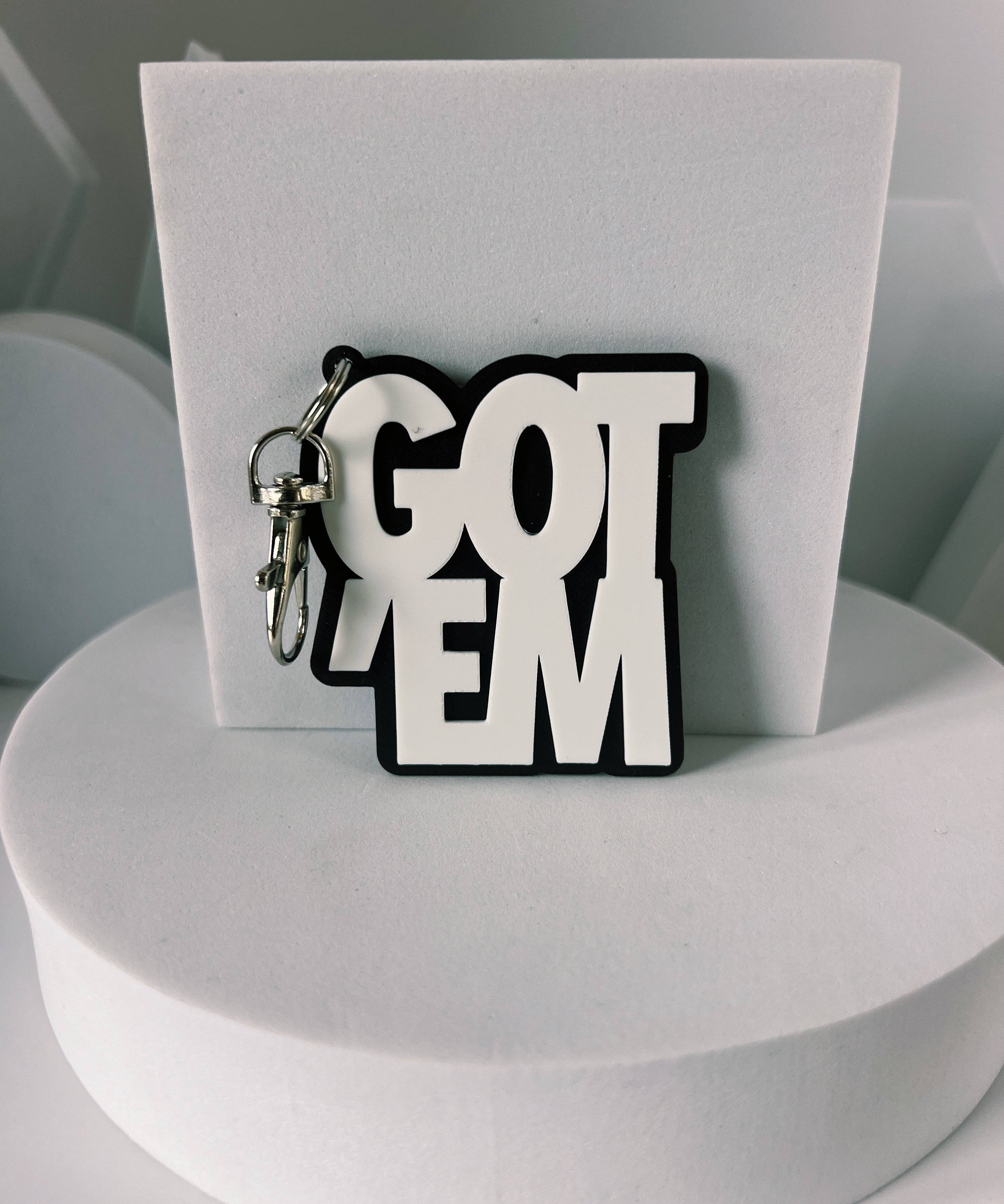 Got'Em Keychain - White on Black - Gutzy Designs