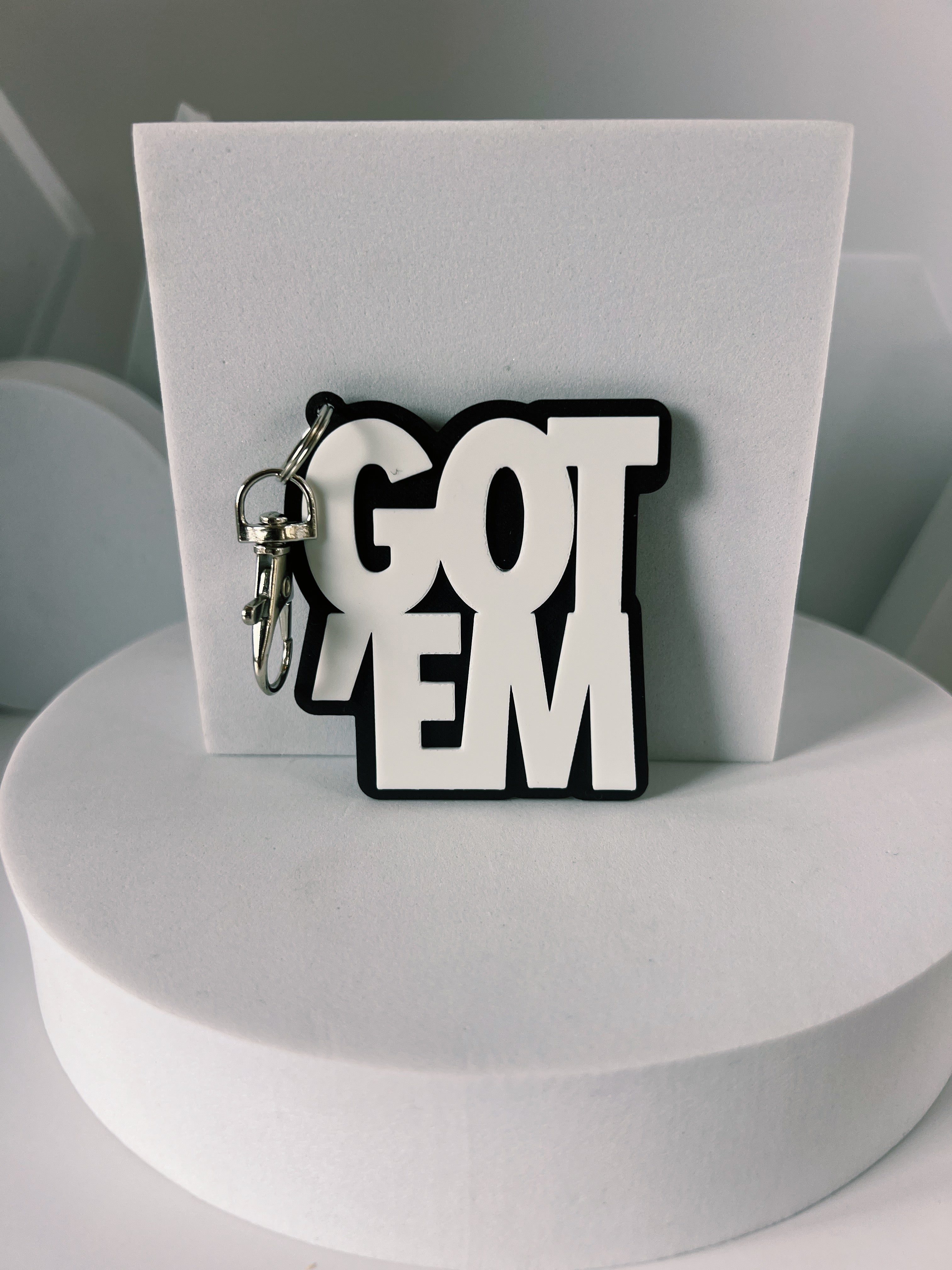 Got'Em Keychain - White on Black - Gutzy Designs