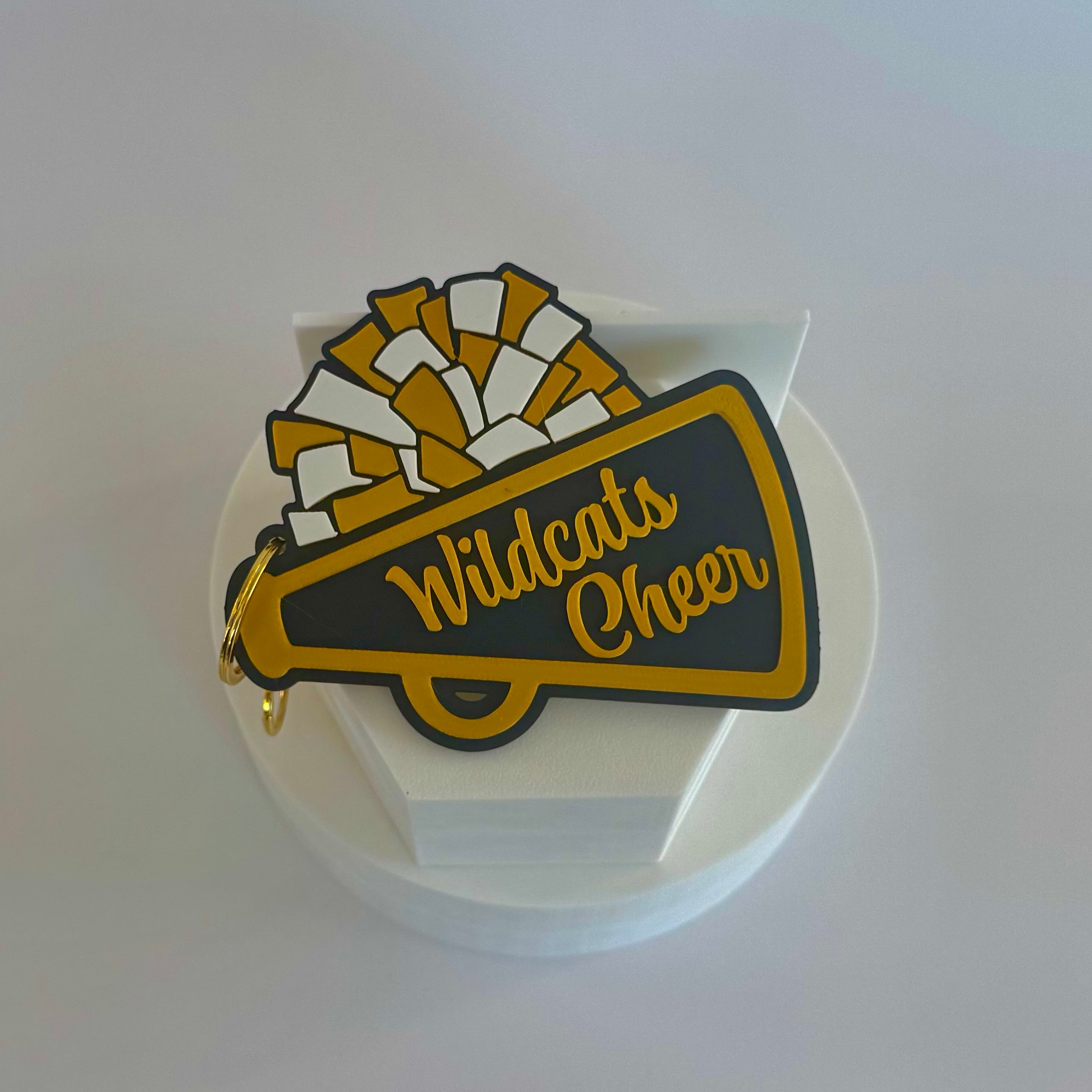 Apalachee Wildcats Cheer Bag Tag in gold, navy and white