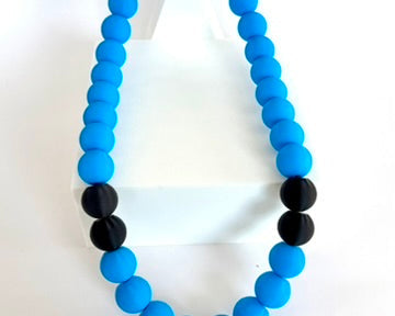 312 Blue + Black Stripes Bubble Chain necklace