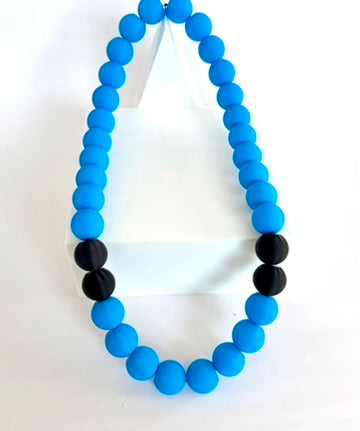 312 Blue + Black Stripes Bubble Chain necklace