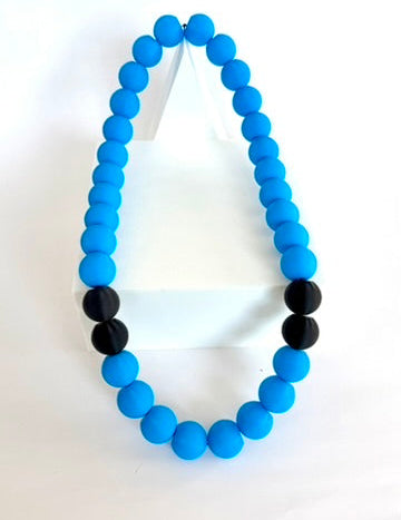 312 Blue + Black Stripes Bubble Chain necklace