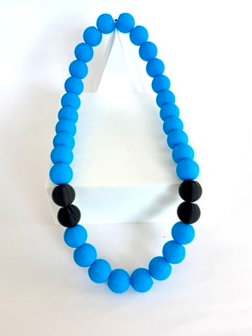 312 Blue + Black Stripes Bubble Chain necklace