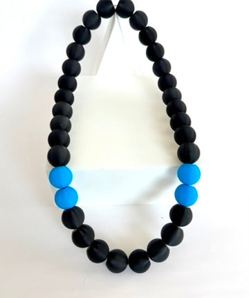 Black + 312 Blue Stripes Bubble Chain necklace