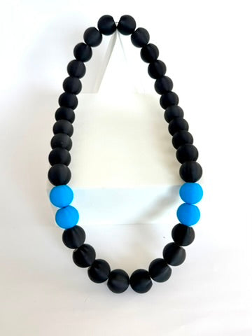 Black + 312 Blue Stripes Bubble Chain necklace