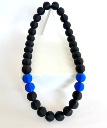 Black + Blue Stripes Bubble Chain necklace