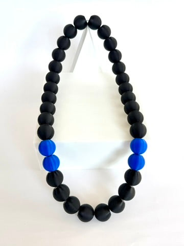 Black + Blue Stripes Bubble Chain necklace