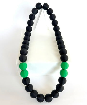 Black + Kelly Green Stripes Bubble Chain necklace