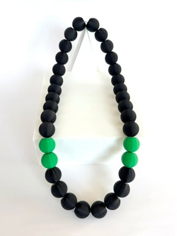 Black + Kelly Green Stripes Bubble Chain necklace