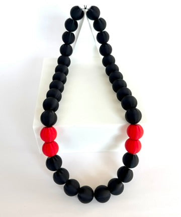 Black + Red Stripes Bubble Chain necklace