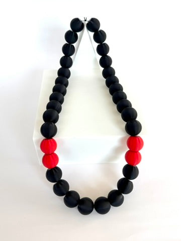 Black + Red Stripes Bubble Chain necklace