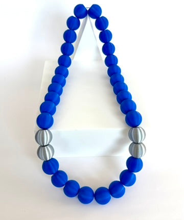 Blue + Silver Stripes Bubble Chain necklace