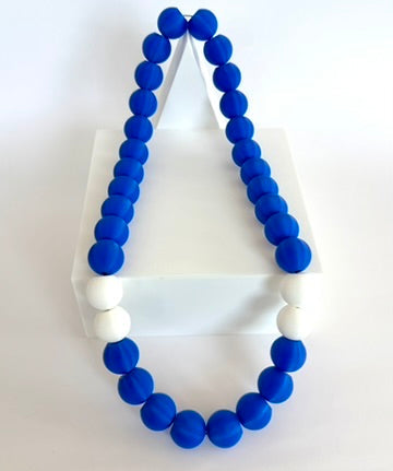 Blue + White Stripes Bubble Chain necklace