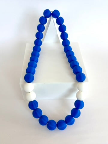 Blue + White Stripes Bubble Chain necklace