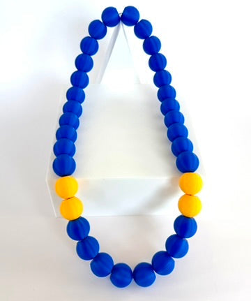 Blue + Yellow Stripes Bubble Chain necklace