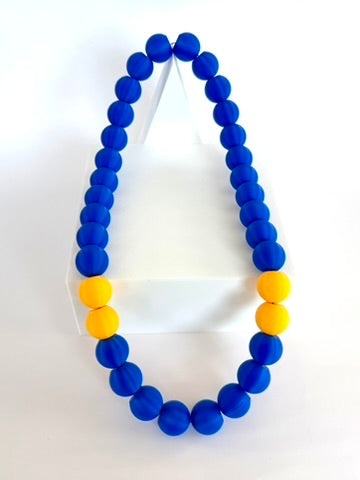 Blue + Yellow Stripes Bubble Chain necklace