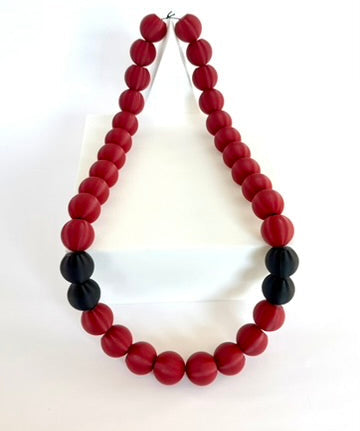 Crimson Red + Black Stripes Bubble Chain necklace