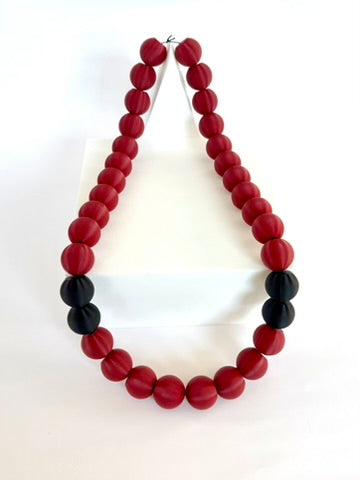 Crimson Red + Black Stripes Bubble Chain necklace