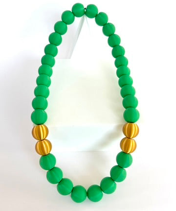 Green + Gold Stripes Bubble Chain necklace