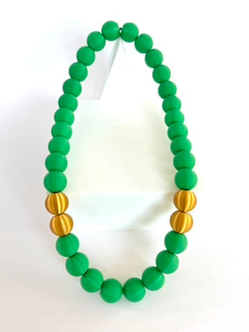 Green + Gold Stripes Bubble Chain necklace