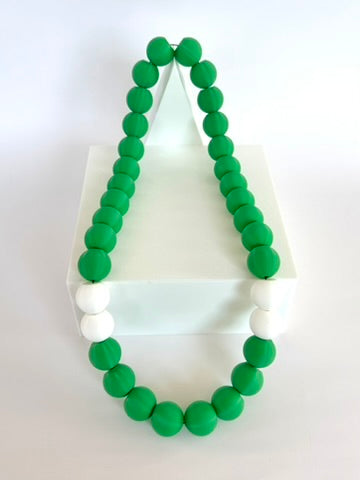 Green + White Stripes Bubble Chain necklace