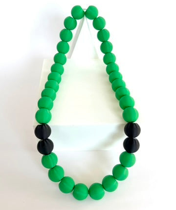 Kelly Green + Black Stripes Bubble Chain necklace