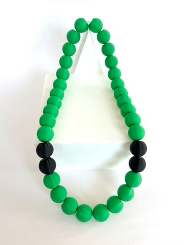 Kelly Green + Black Stripes Bubble Chain necklace