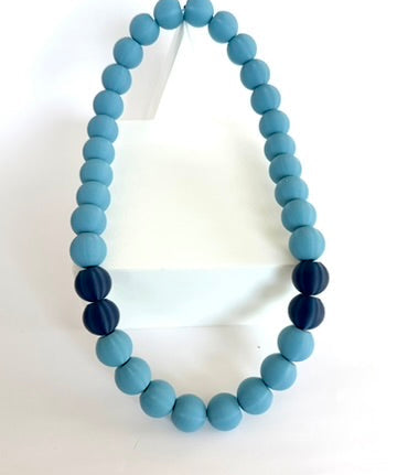 Light Blue + Navy Stripes Bubble Chain necklace