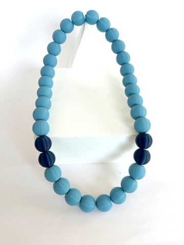 Light Blue + Navy Stripes Bubble Chain necklace