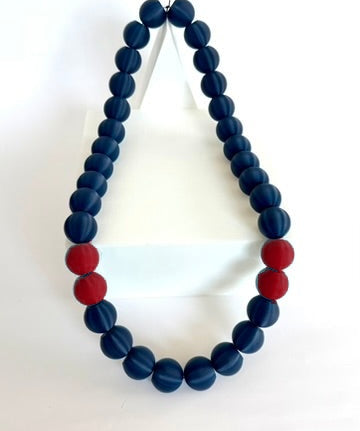 Navy + Crimson Red Stripes Bubble Chain (digital color preview)