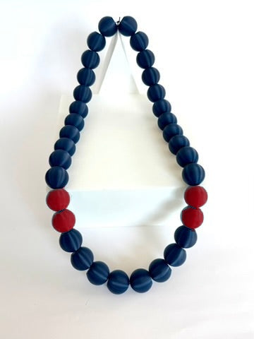 Navy + Crimson Red Stripes Bubble Chain (digital color preview)