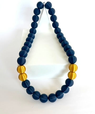 Navy + Gold Stripes Bubble Chain necklace