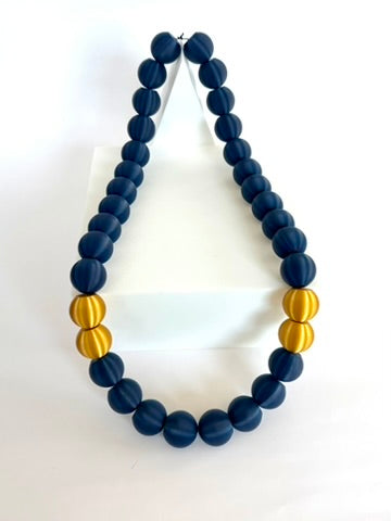 Navy + Gold Stripes Bubble Chain necklace