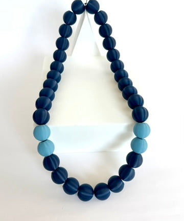 Navy + Light Blue Stripes Bubble Chain necklace