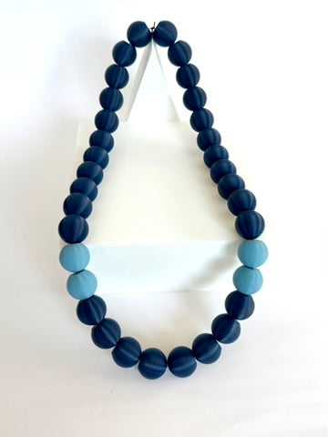 Navy + Light Blue Stripes Bubble Chain necklace
