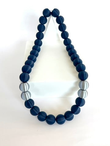Navy + Silver Stripes Bubble Chain necklace