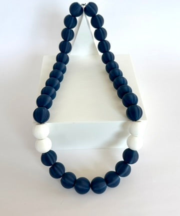 Navy + White Stripes Bubble Chain necklace