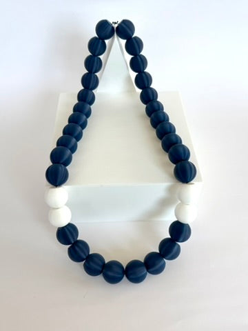 Navy + White Stripes Bubble Chain necklace