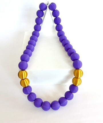 Purple + Gold Stripes Bubble Chain necklace