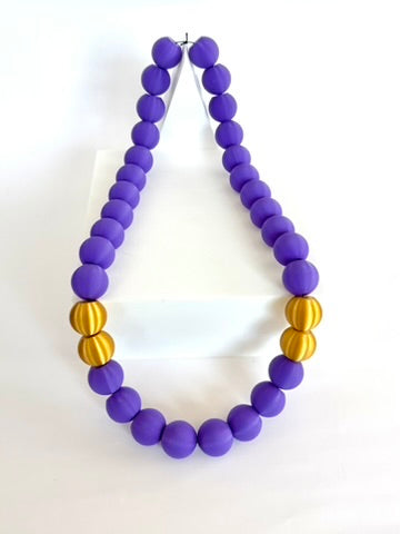 Purple + Gold Stripes Bubble Chain necklace