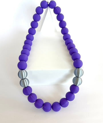 Purple + Silver Stripes Bubble Chain necklace
