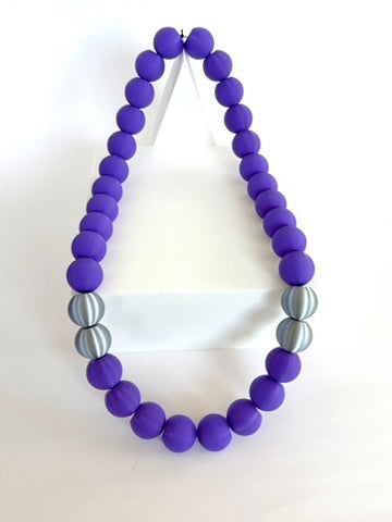 Purple + Silver Stripes Bubble Chain necklace